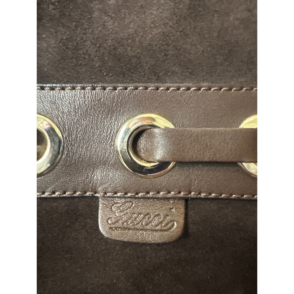 Gucci Dark Brown Suede Leather Fur Lined Tassel Knee Winter High Boots Size 6.5 - Picture 8 of 15